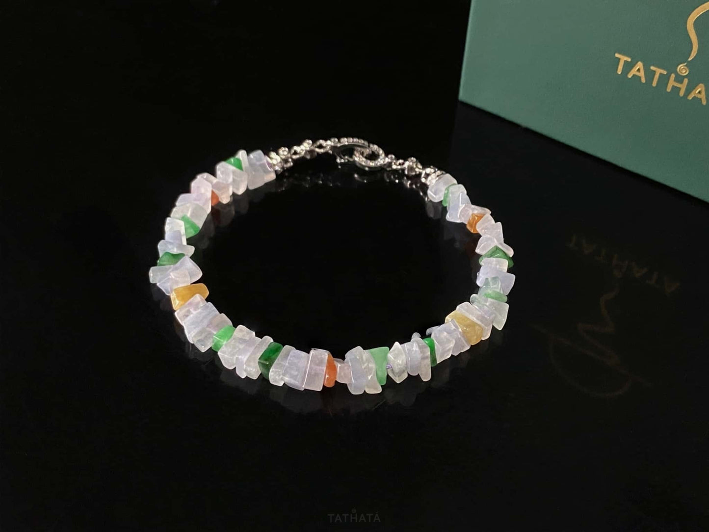 A cloud rainbow chip jadeite beads bracelet.