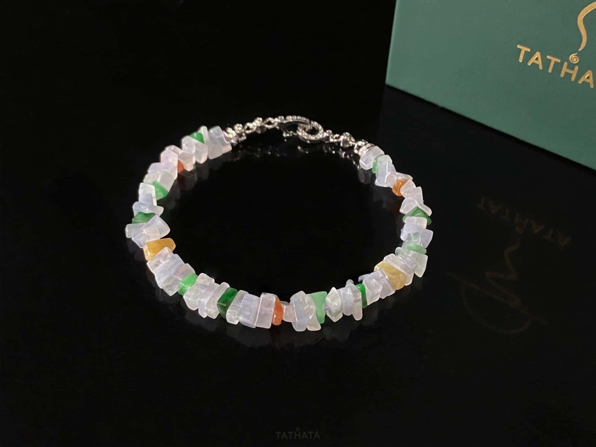 A cloud rainbow chip jadeite beads bracelet.