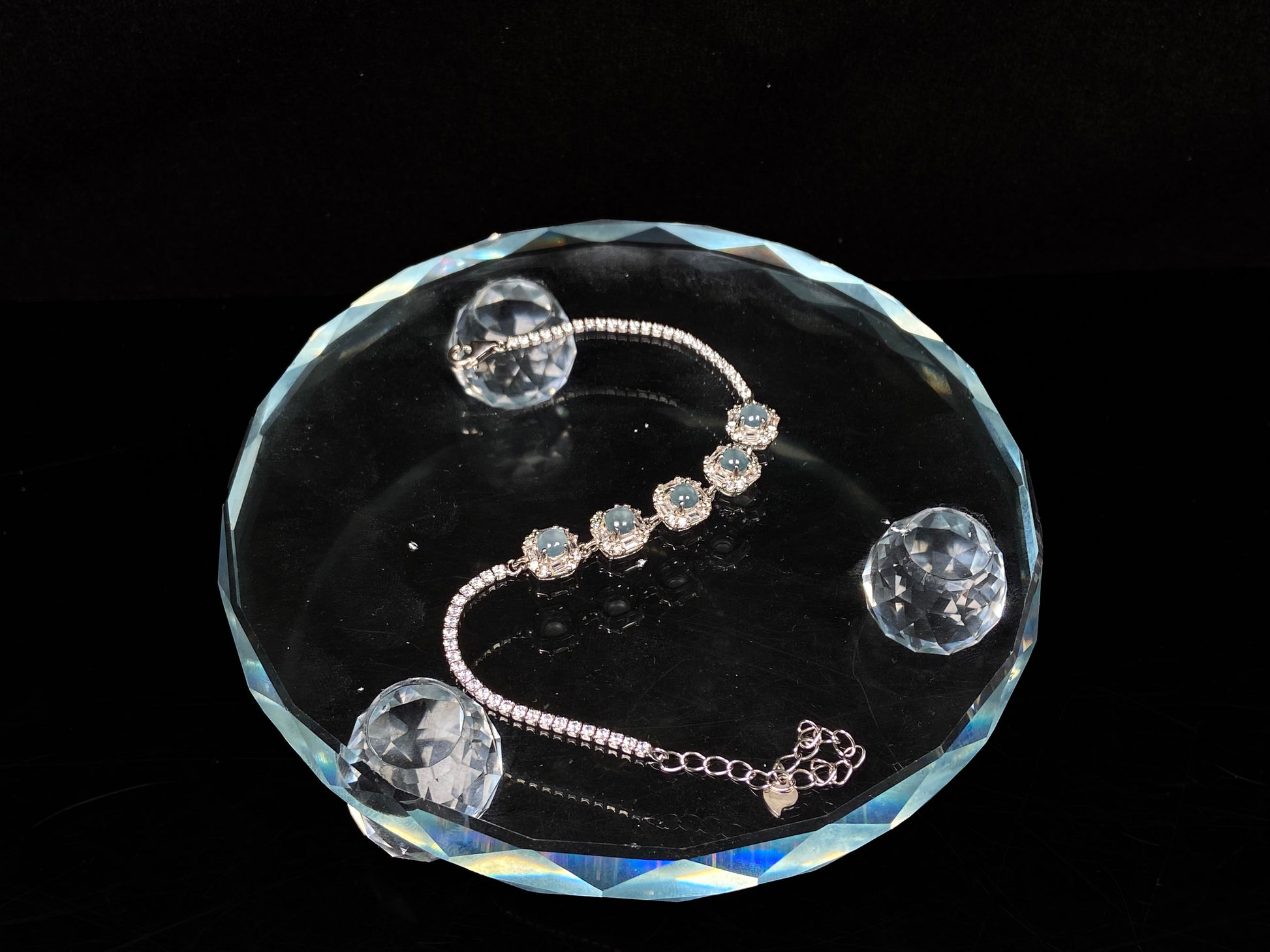 A glacial blue dewy clust jadeite  bracelet.