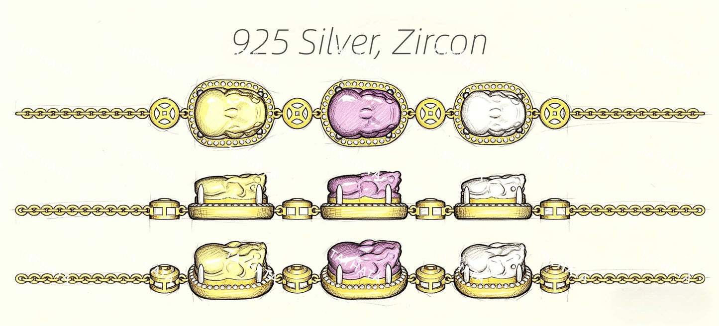 A rainbow Pixiu fortune jadeite bracelet.