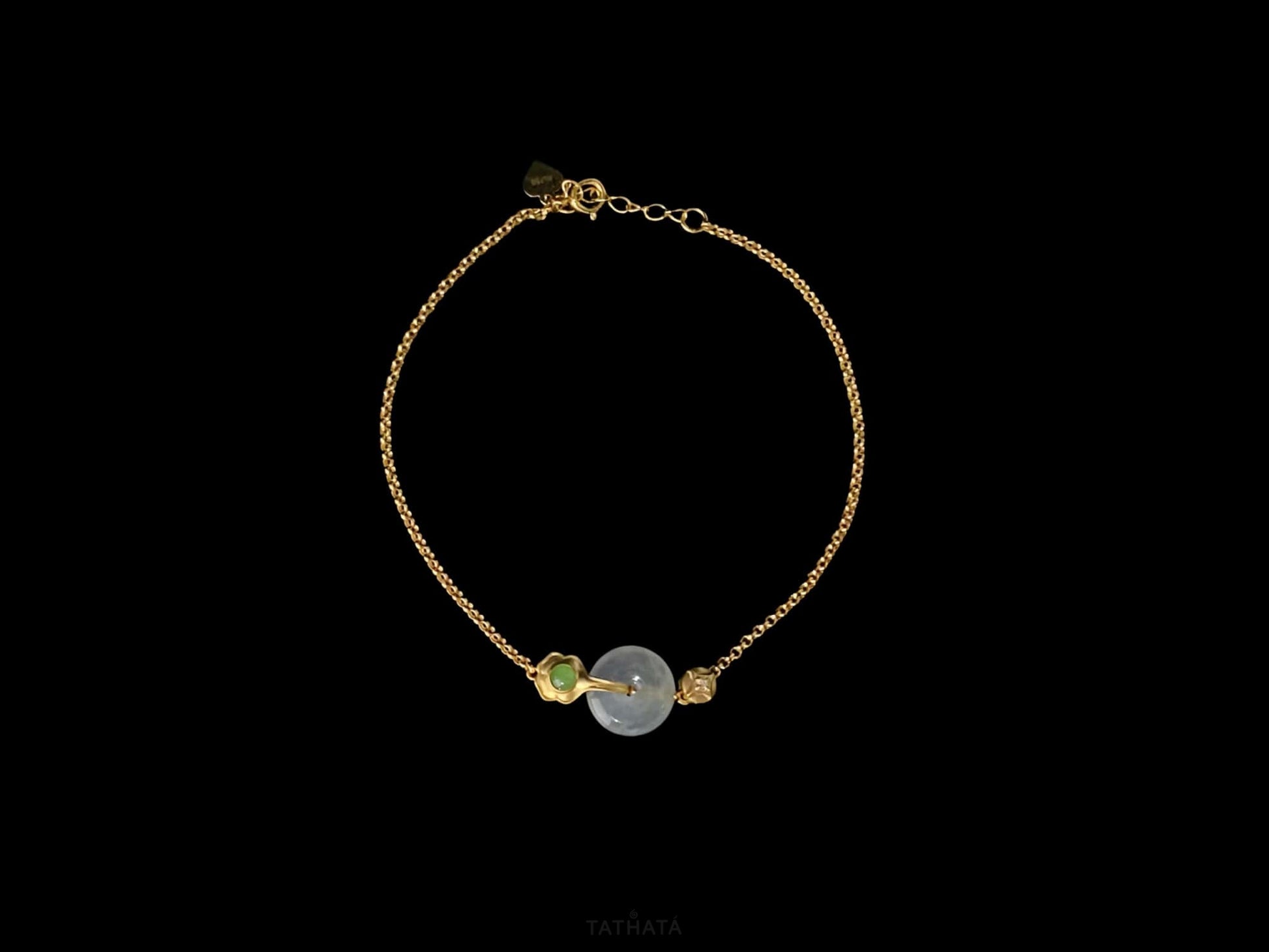 Icy White Peace Buckle Ping An Kou · Natural Burmese Jadeite  Bracelet