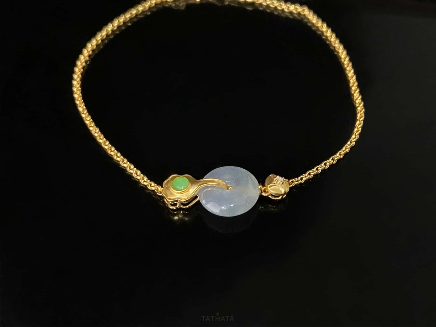 Icy White Peace Buckle Ping An Kou · Natural Burmese Jadeite  Bracelet