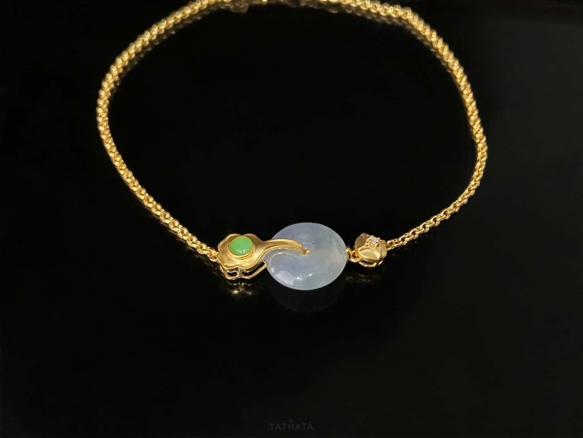 Icy White Peace Buckle Ping An Kou · Natural Burmese Jadeite  Bracelet