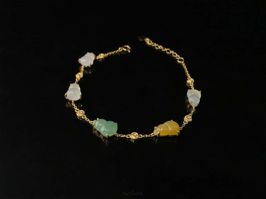 Three Color Fortune and Prosperity · Natural Burmese Jadeite  Bracelet