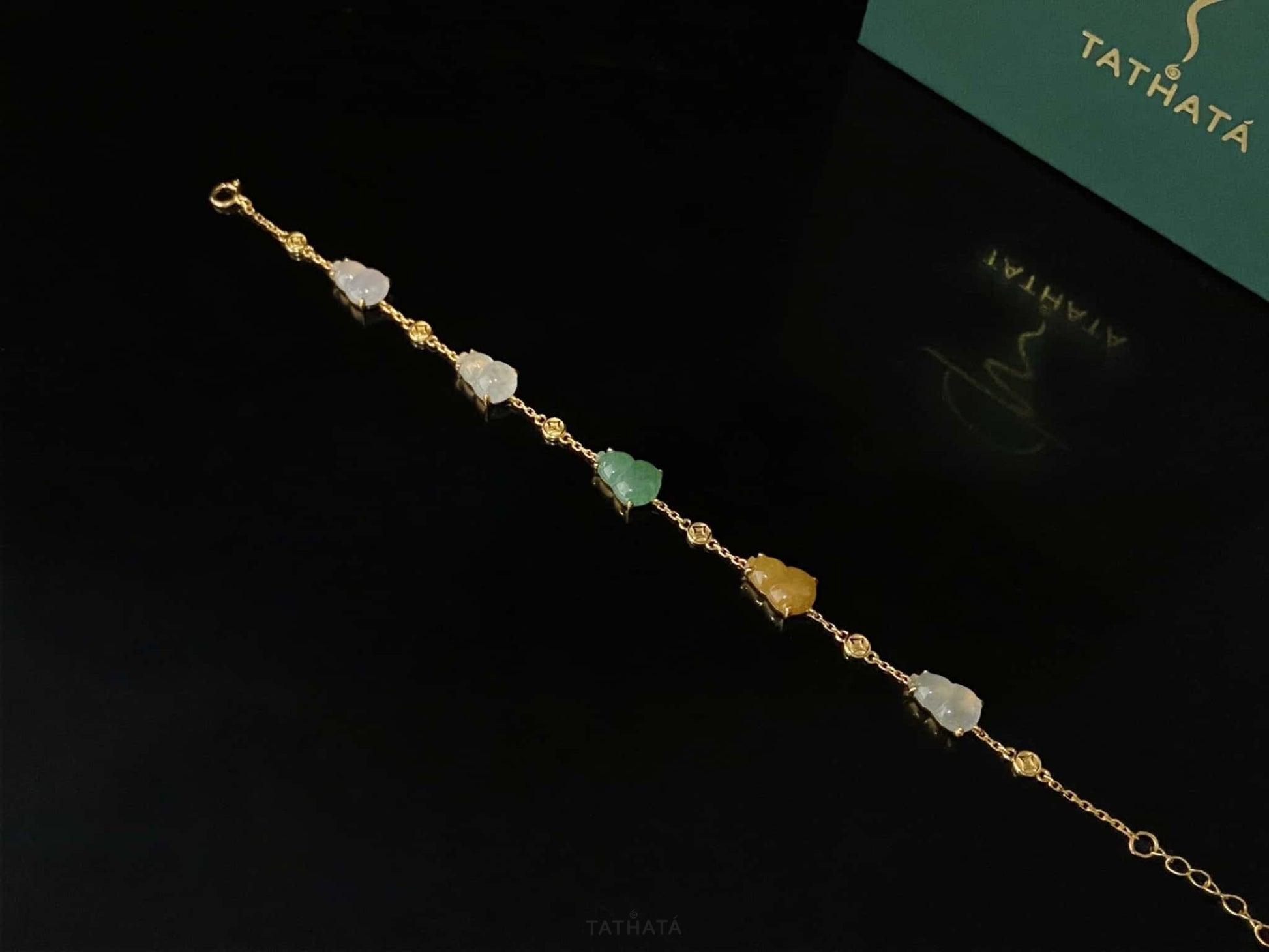 Three Color Fortune and Prosperity · Natural Burmese Jadeite  Bracelet