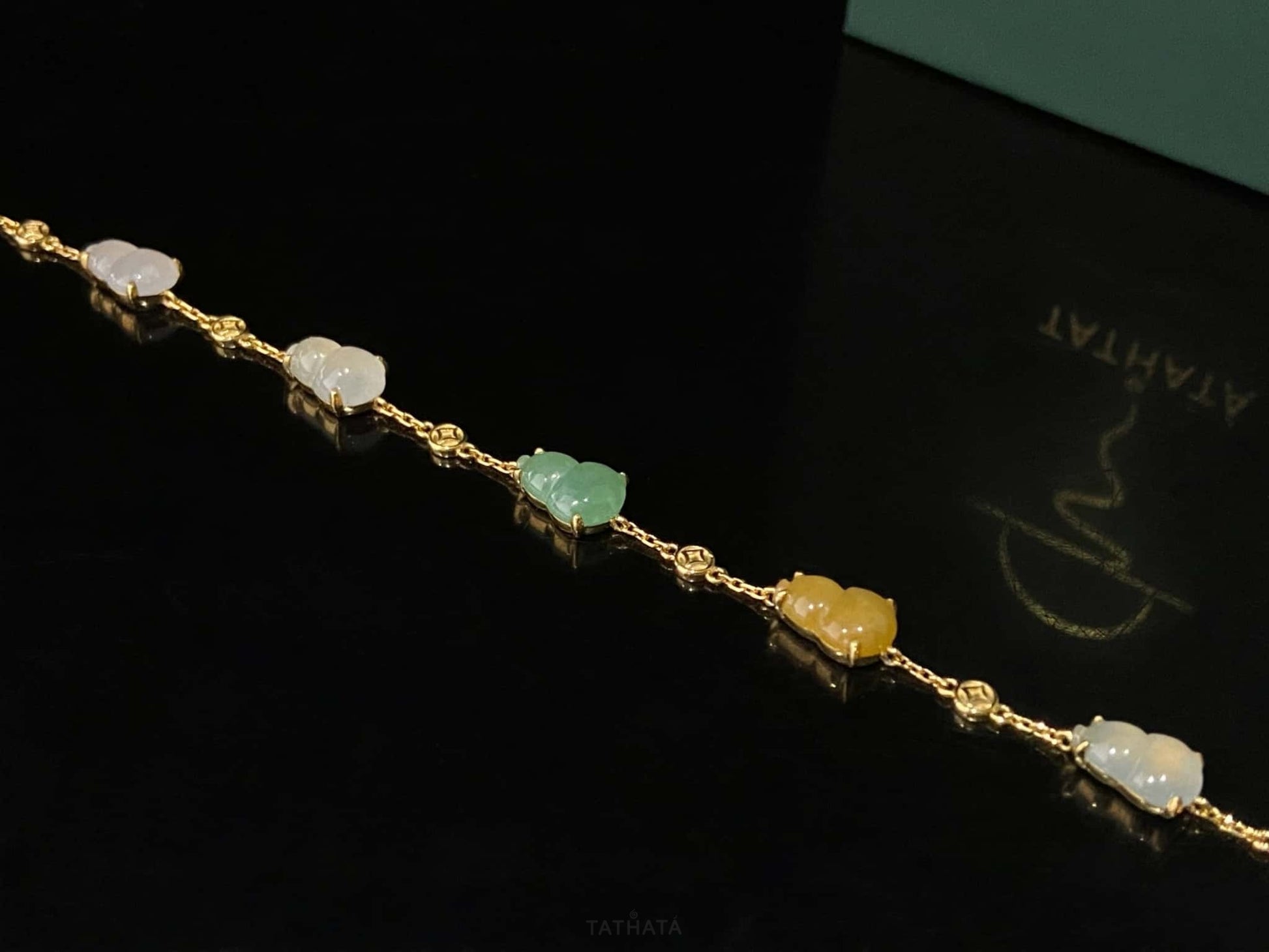 Three Color Fortune and Prosperity · Natural Burmese Jadeite  Bracelet