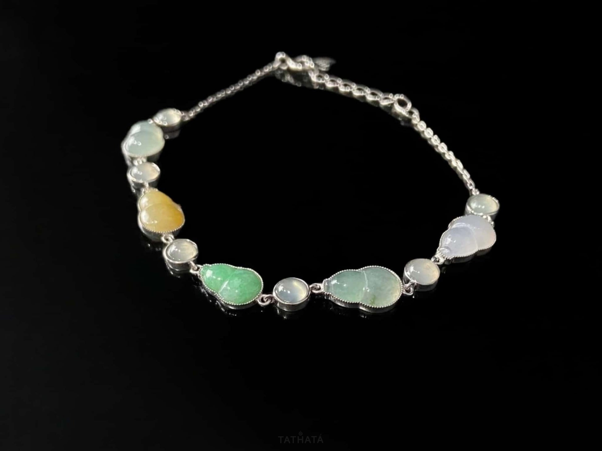Pastel Aurora Gourd · Nature Burmese Jadeite Bracelet