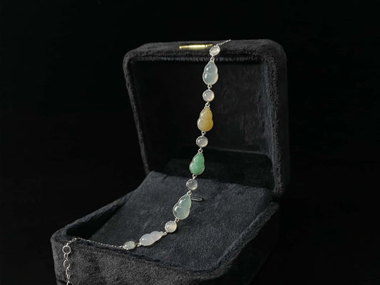 Pastel Aurora Gourd · Nature Burmese Jadeite Bracelet