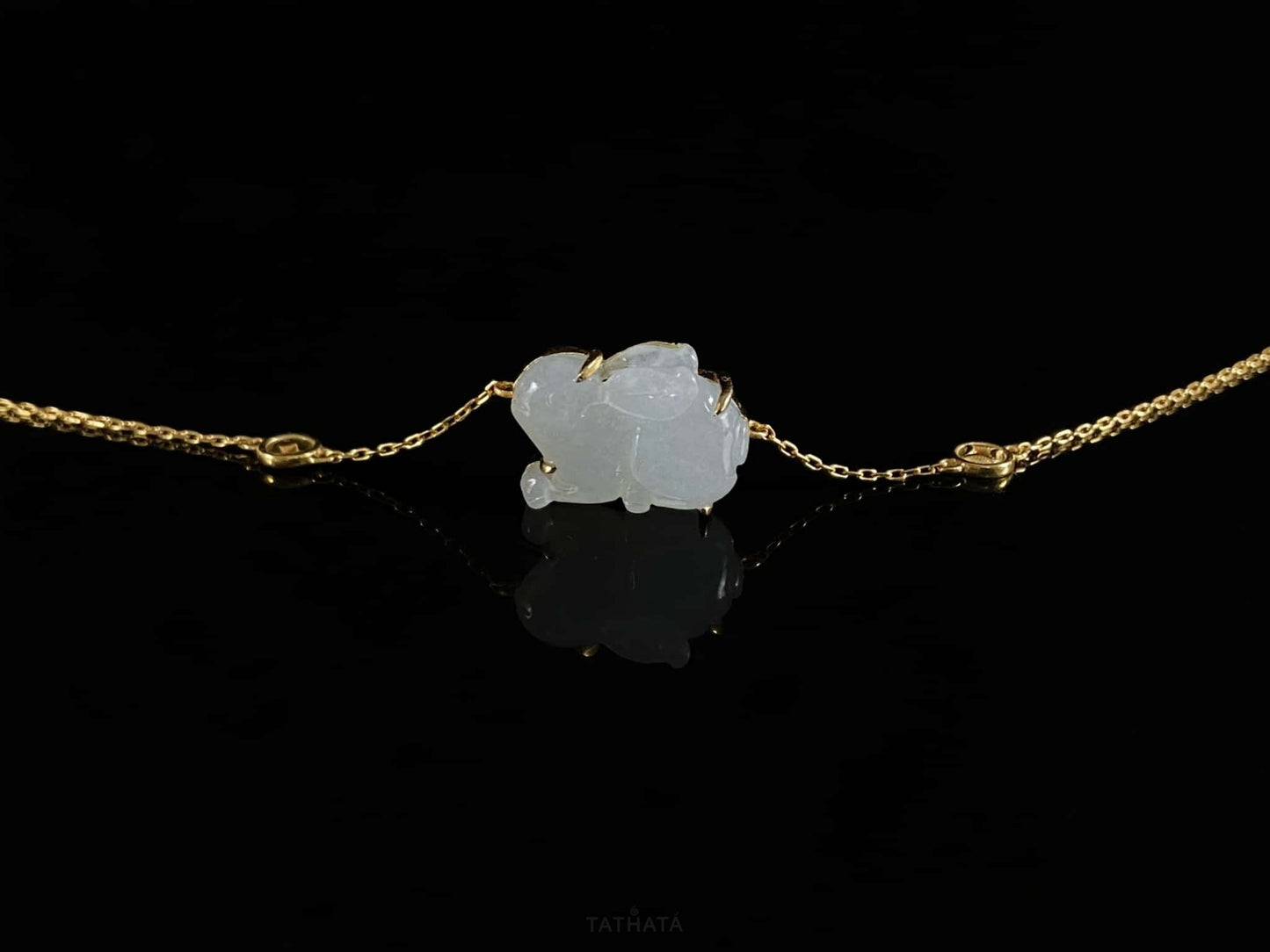 Popular Pick 🐇 Frost White Rabbit · Natural Burmese Jadeite Bracelet