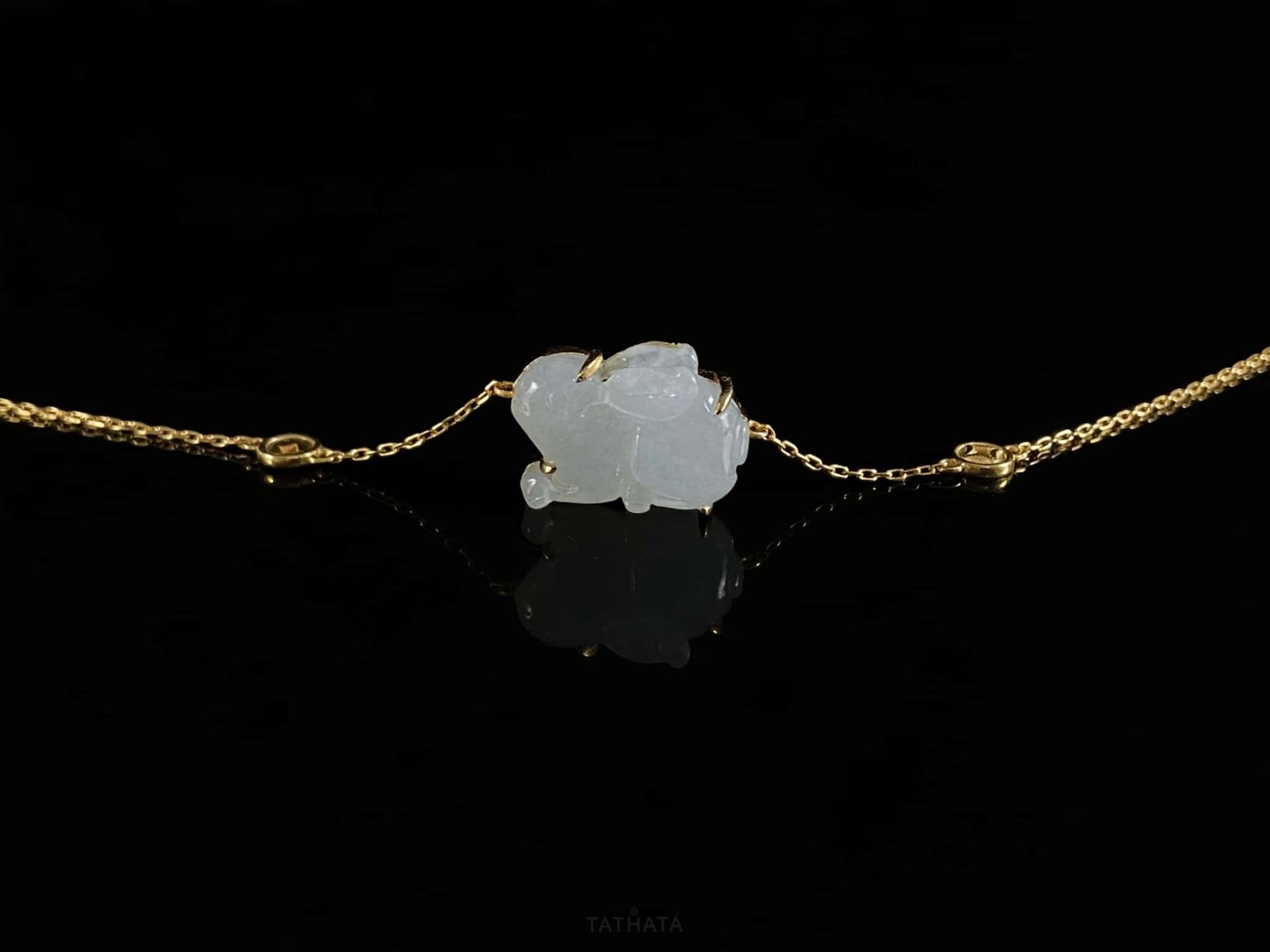 Popular Pick 🐇 Frost White Rabbit · Natural Burmese Jadeite Bracelet