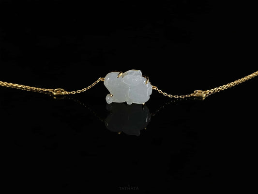 Popular Pick 🐇 Frost White Rabbit · Natural Burmese Jadeite Bracelet