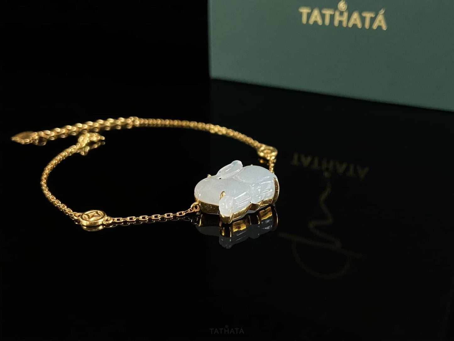 Popular Pick 🐇 Frost White Rabbit · Natural Burmese Jadeite Bracelet