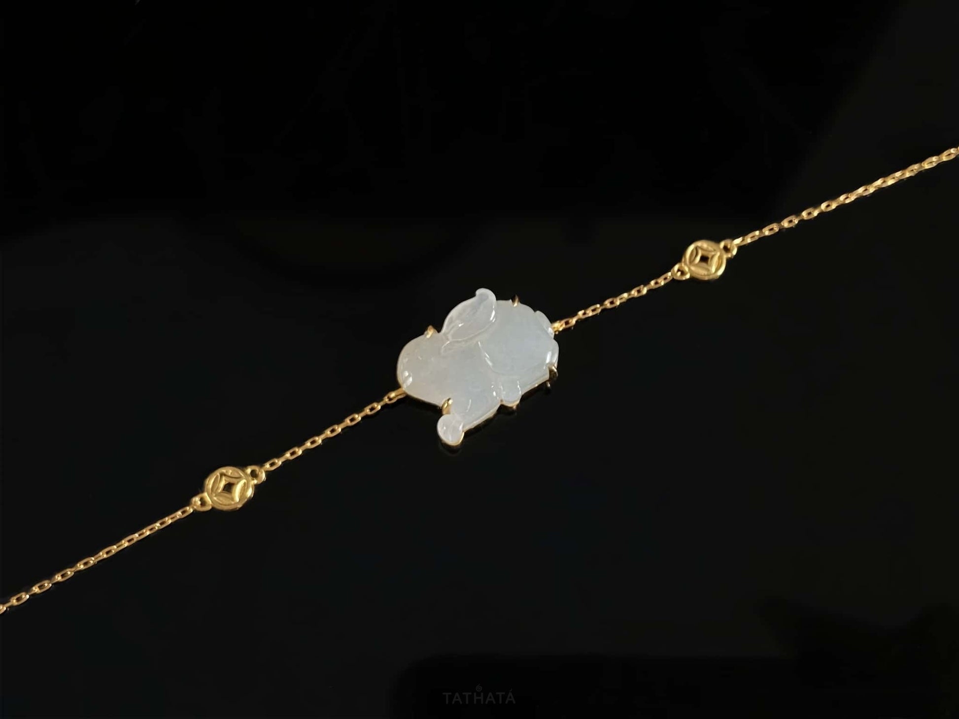 Popular Pick 🐇 Frost White Rabbit · Natural Burmese Jadeite Bracelet
