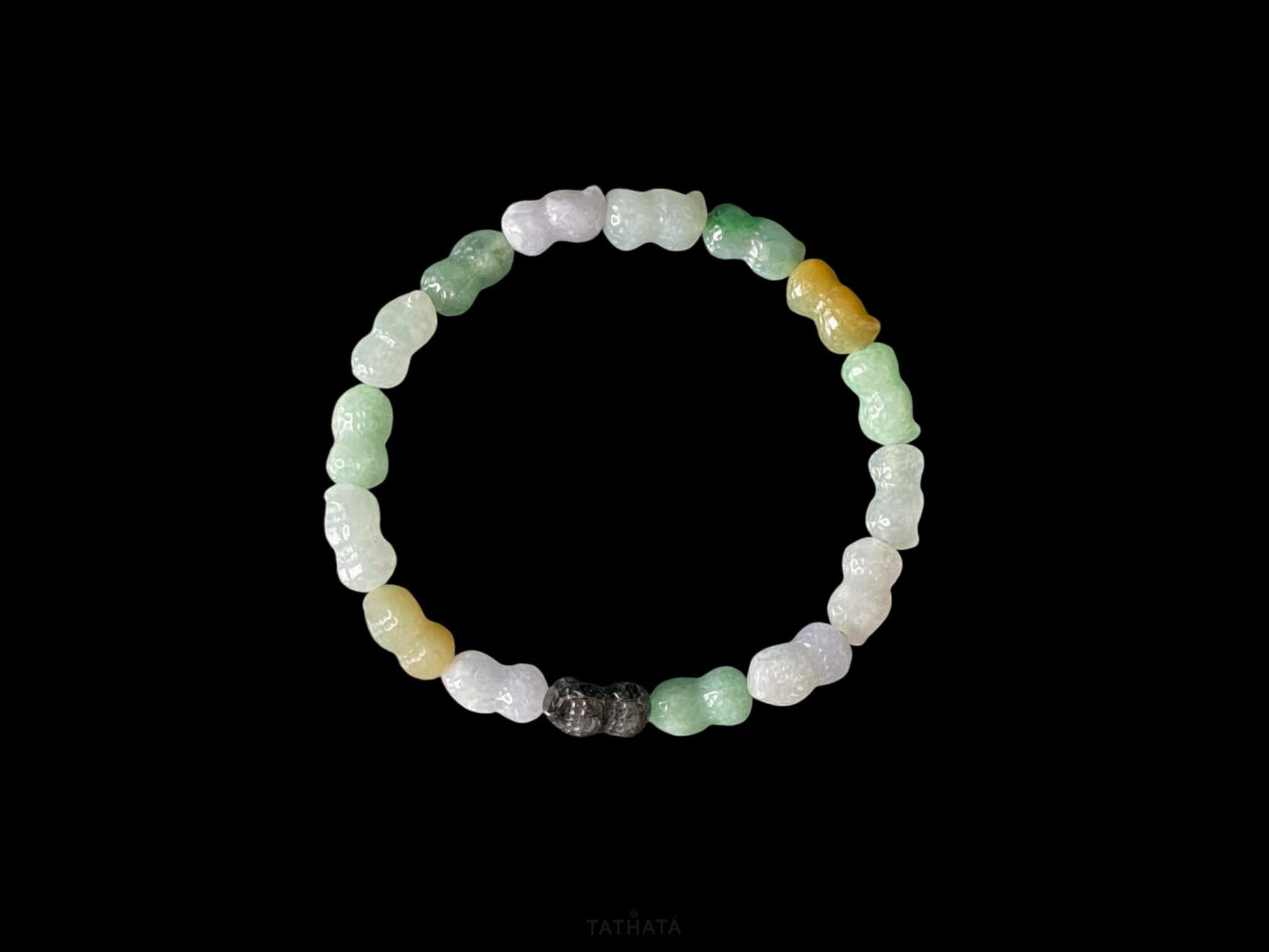 A multi color peanut jadeite beads bracelet.