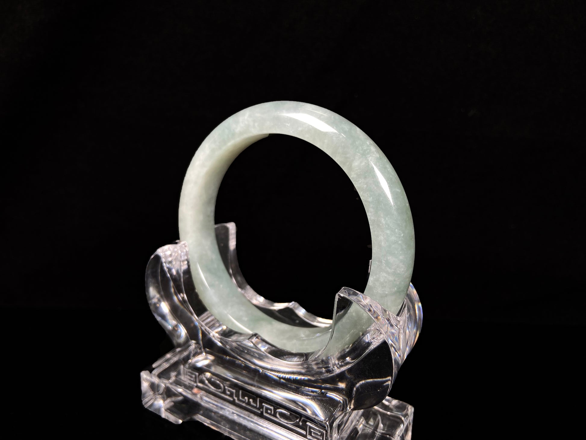 A velvet misty green jadeite bangle. 