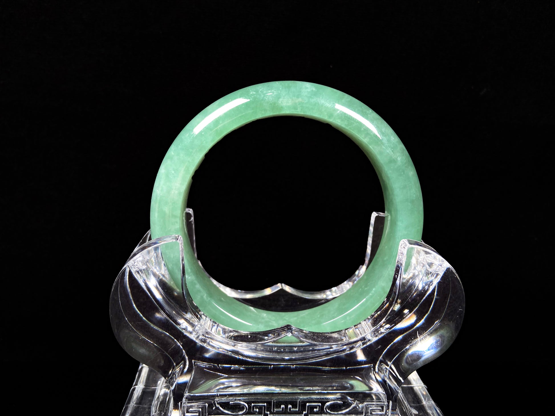 A verdant mist jadeite bangle.