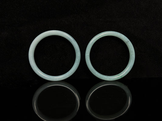 A gentle celadon mist pair jadeite bangle.