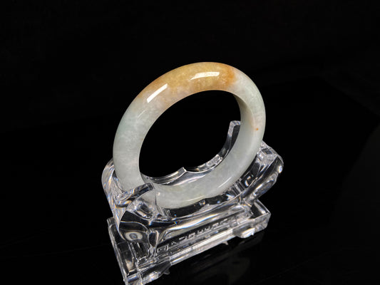 A light fernery gilded mist jadeite bangle.