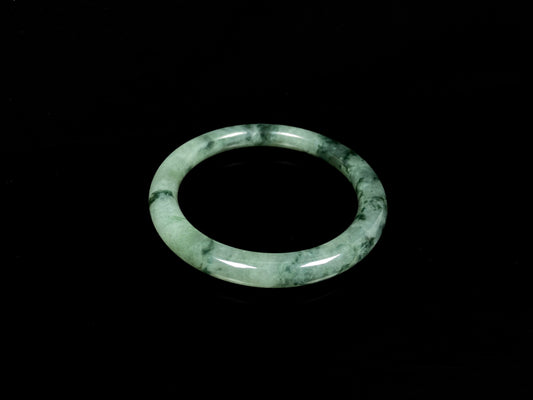 A waxy icy with moss green jadeite bangle.