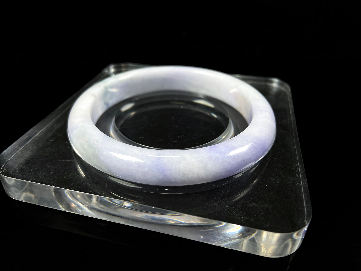 A dreamy lavender mist jadeite bangle.