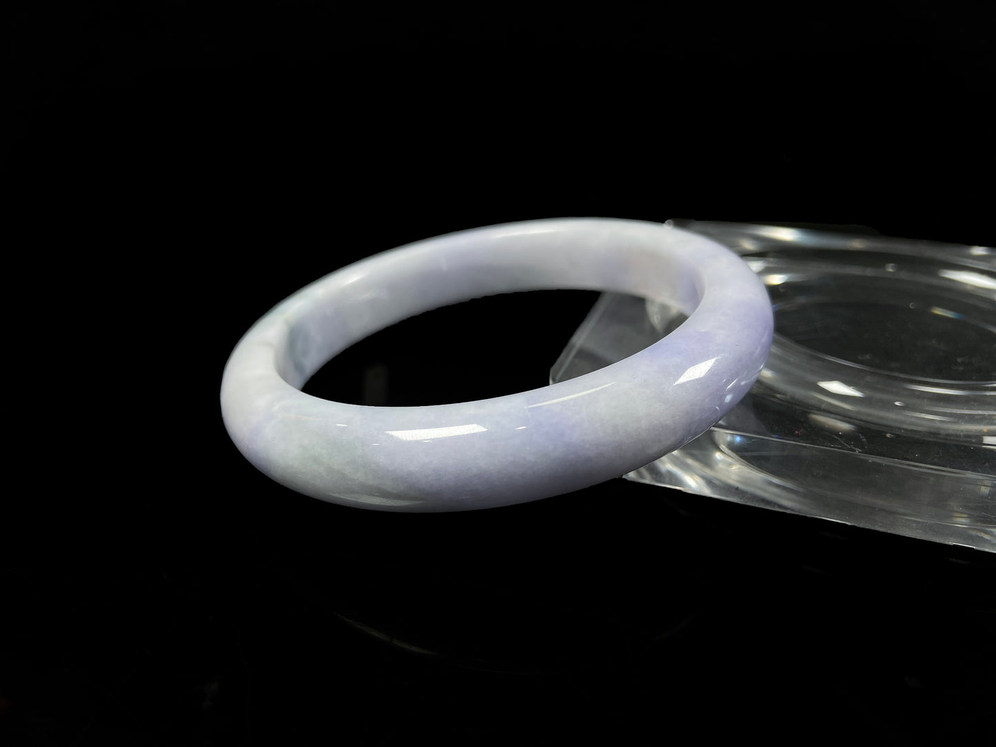A dreamy lavender mist jadeite bangle.