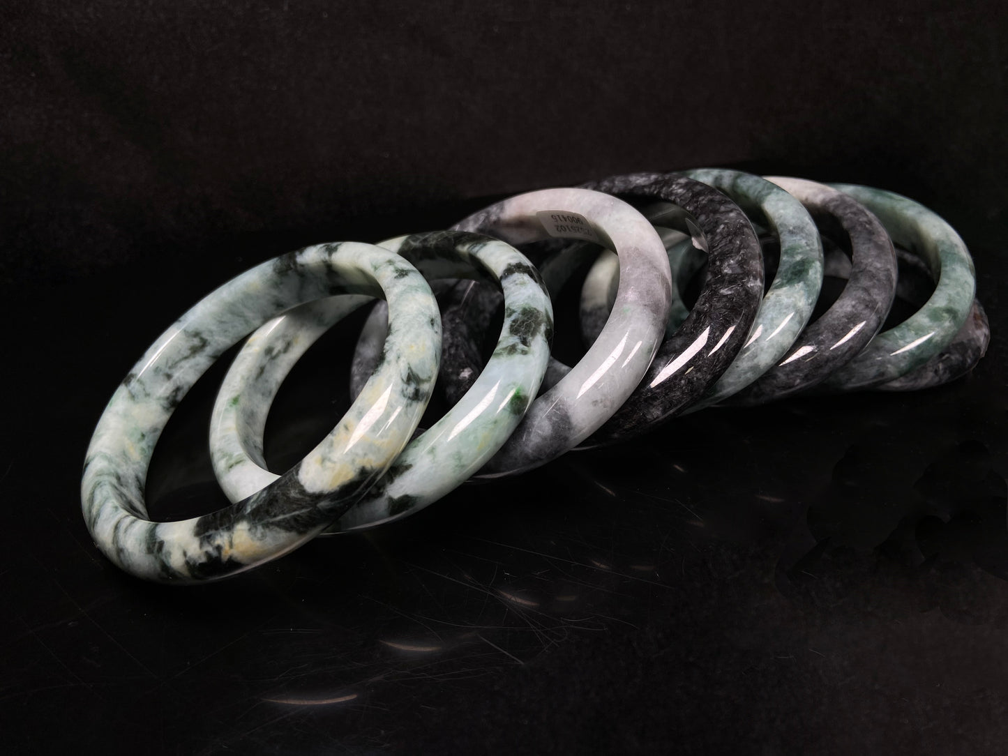 A midnight forest jadeite bangle group.