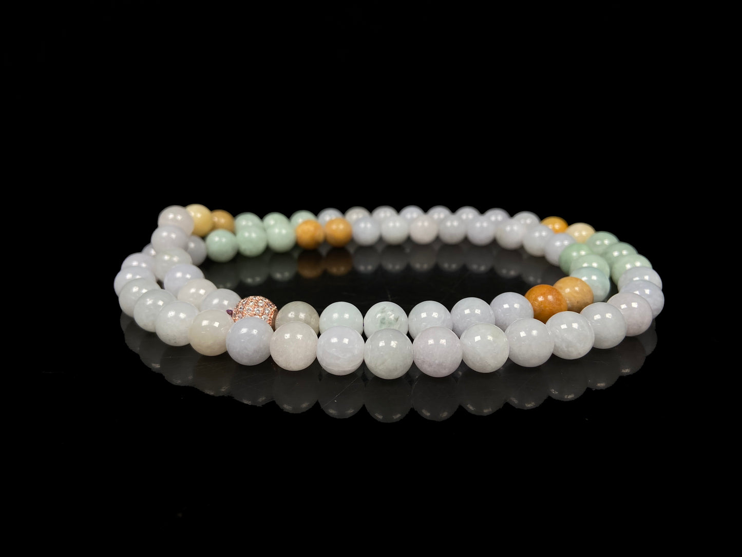 A milky candy tricolor jadeite beads necklace.