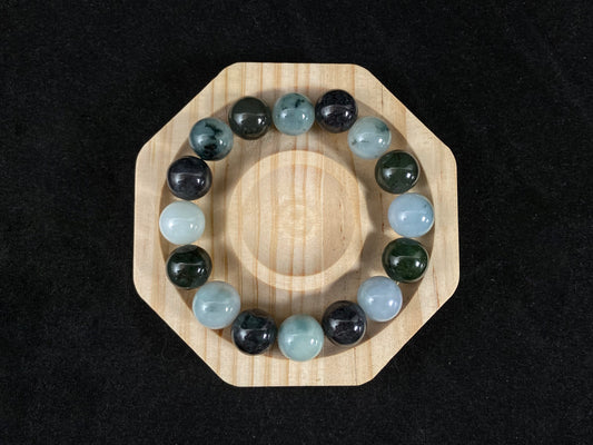 Wuji Moss Cream Trio · Natural Burmese Jadeite Beads Bracelet