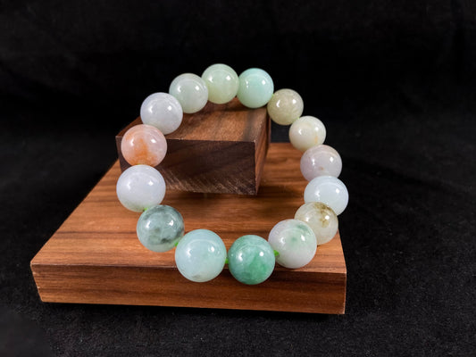 Macaron Harmony · Rare Multicolor Type A Jadeite Beads Bracelet