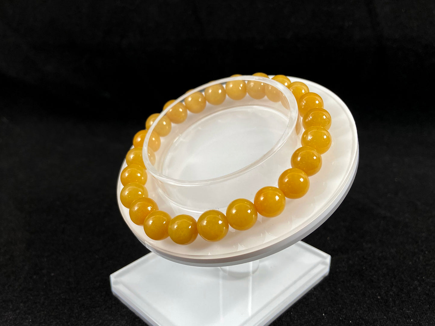 Rare Golden Jade Strand Intense Wealth Energy · Natural Burmese Jadeite Beads Bracelet