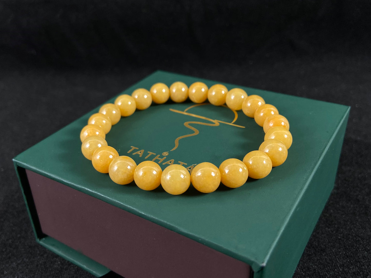 Rare Golden Jade Strand Intense Wealth Energy · Natural Burmese Jadeite Beads Bracelet