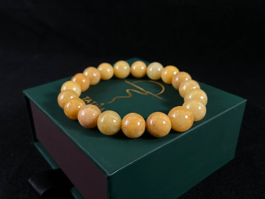 Natural Honey Color  Wealth Energy Unisex · Rare Golden  Jadeite Beads Bracelet