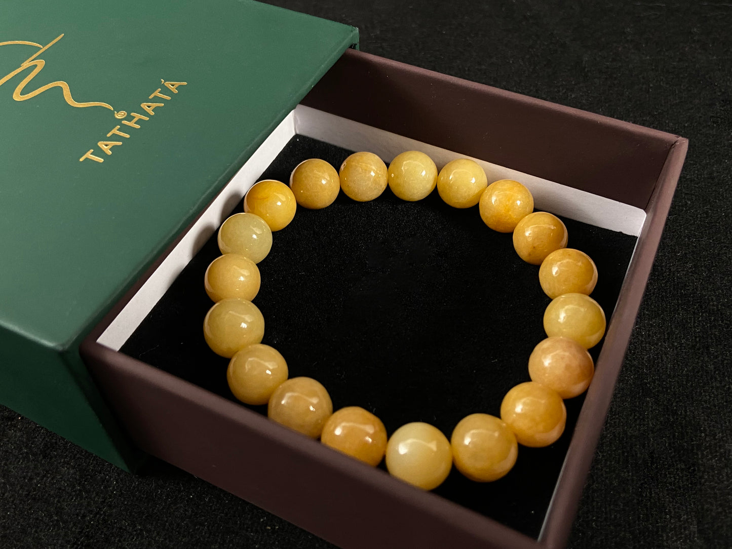 Natural Honey Color  Wealth Energy Unisex · Rare Golden  Jadeite Beads Bracelet