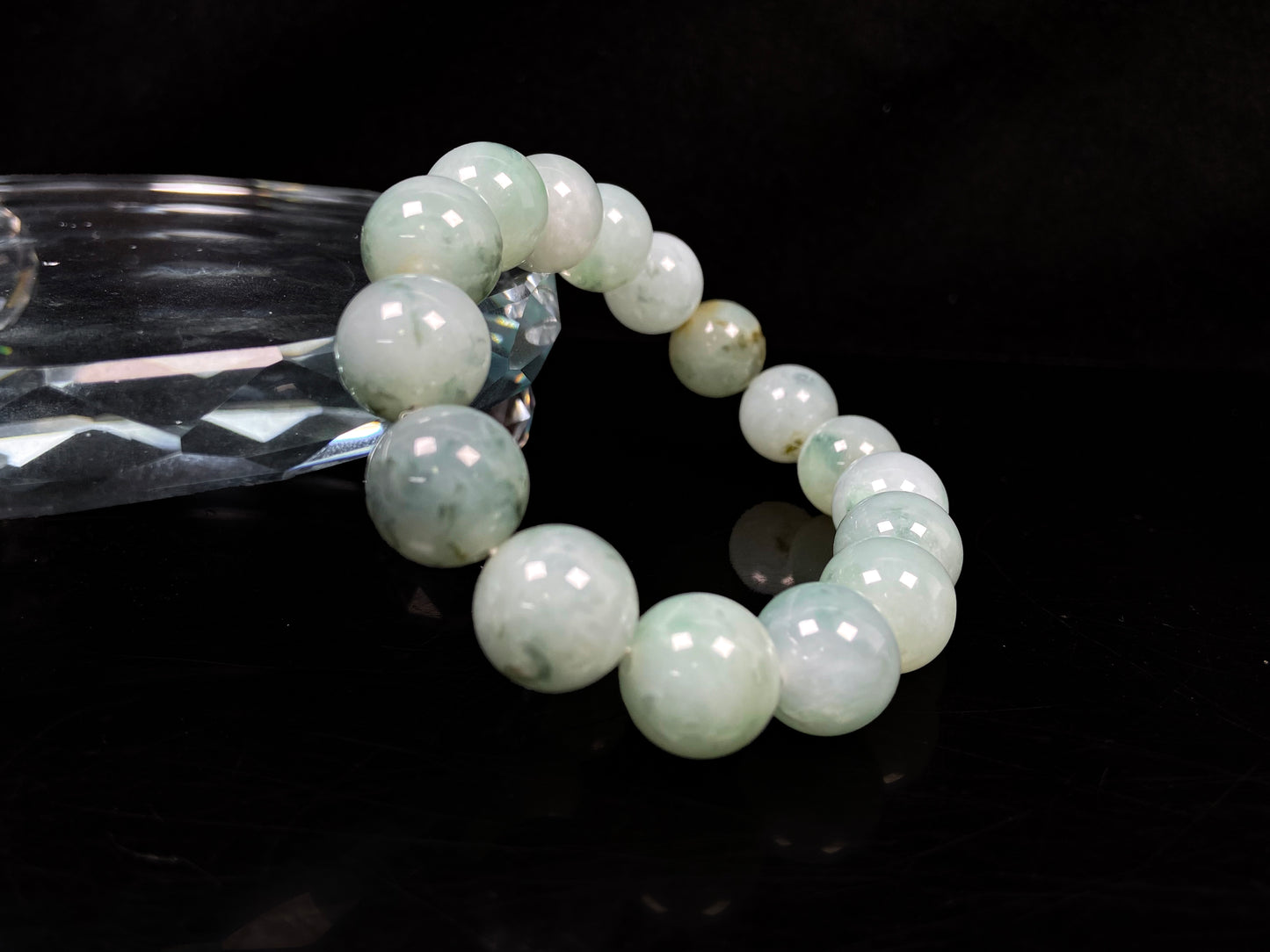A light green mist beads bracelet.