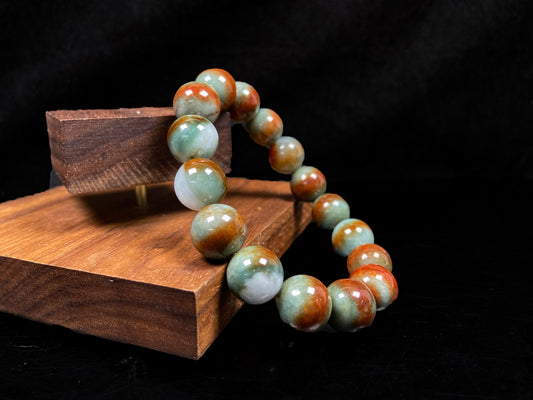 A sunset amber veil jadeite beads bracelet.