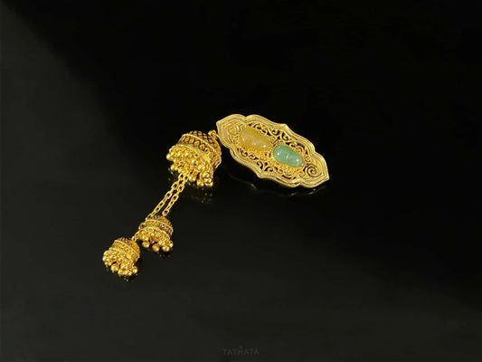 Two- Colour Vintage Court Style · Nature Guatemalan Jadeite Hair Clip
