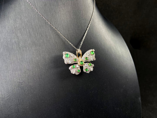 A green butterfly sparkle jadeite pendant.