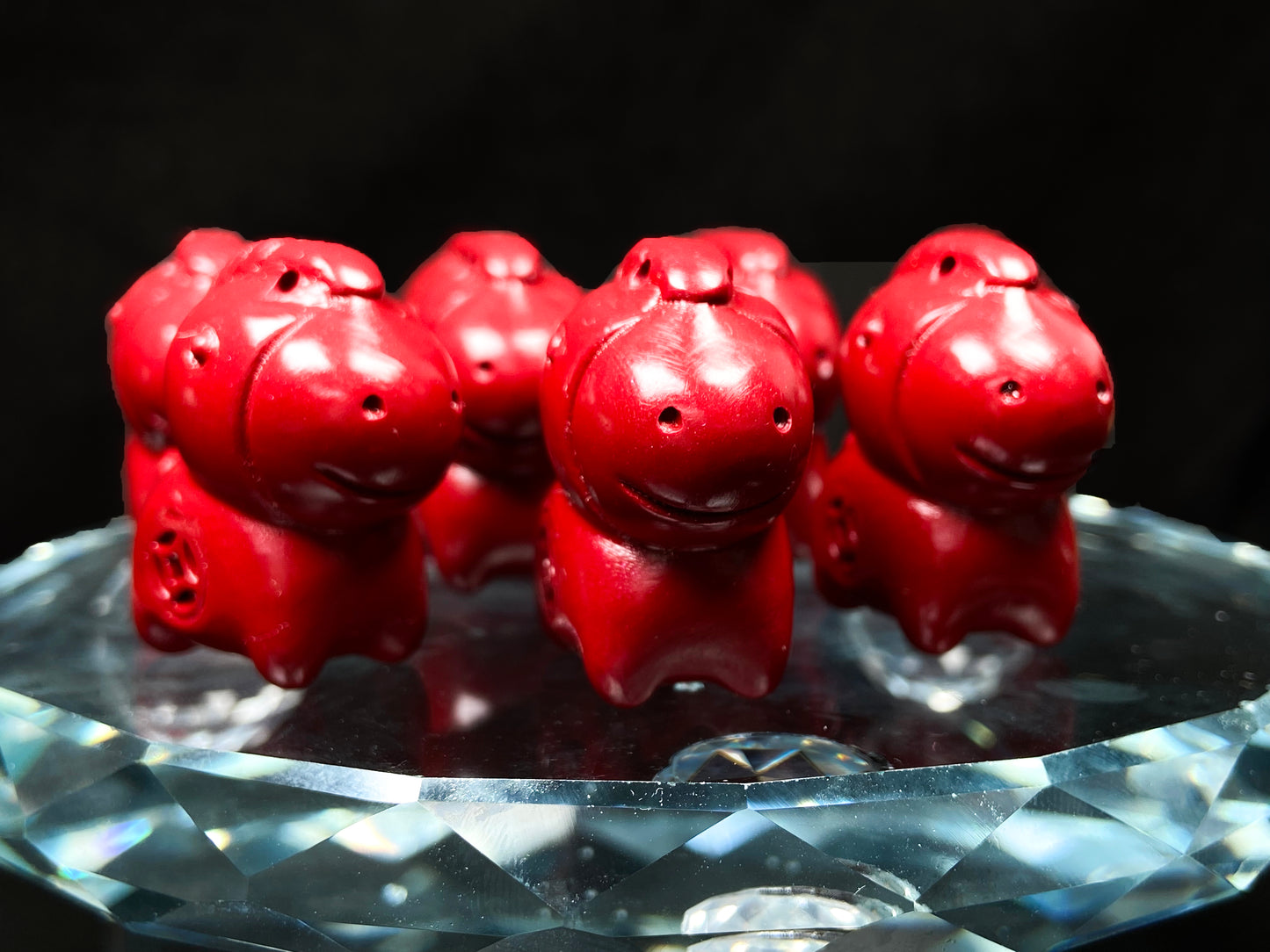 A red cute fortune cinnabar horse group.