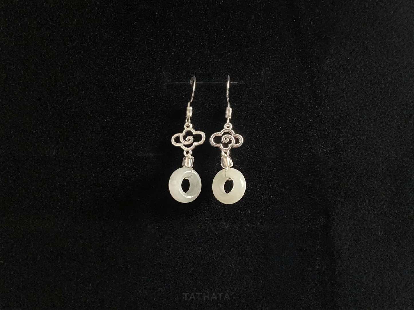 Clear Pure white · Nature Burmese Jadeite Earring
