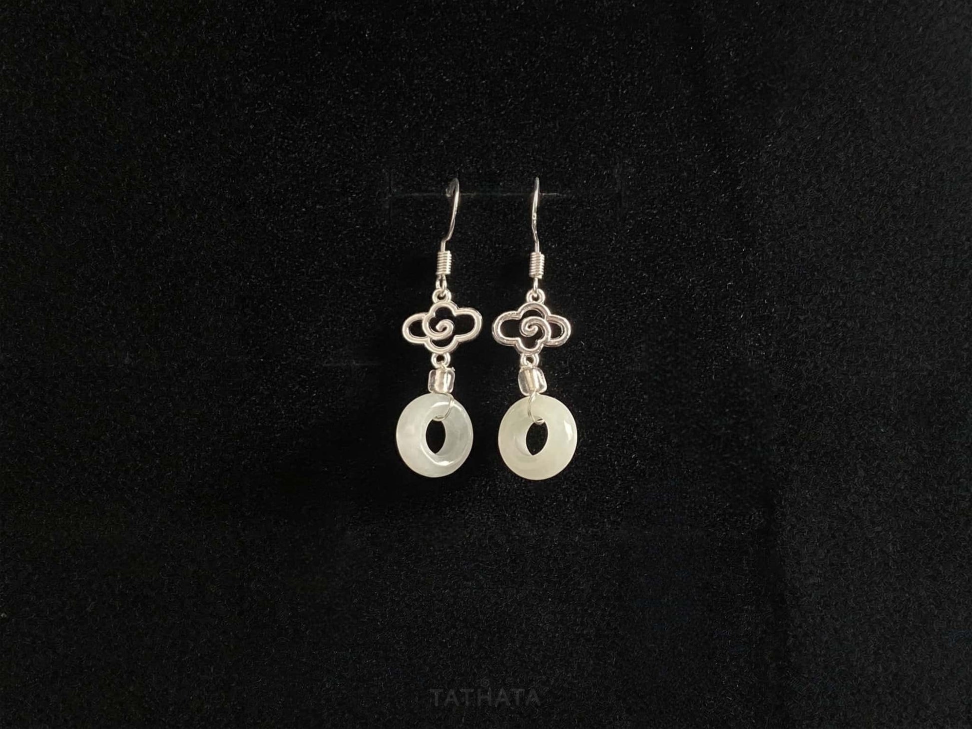 Clear Pure white · Nature Burmese Jadeite Earring
