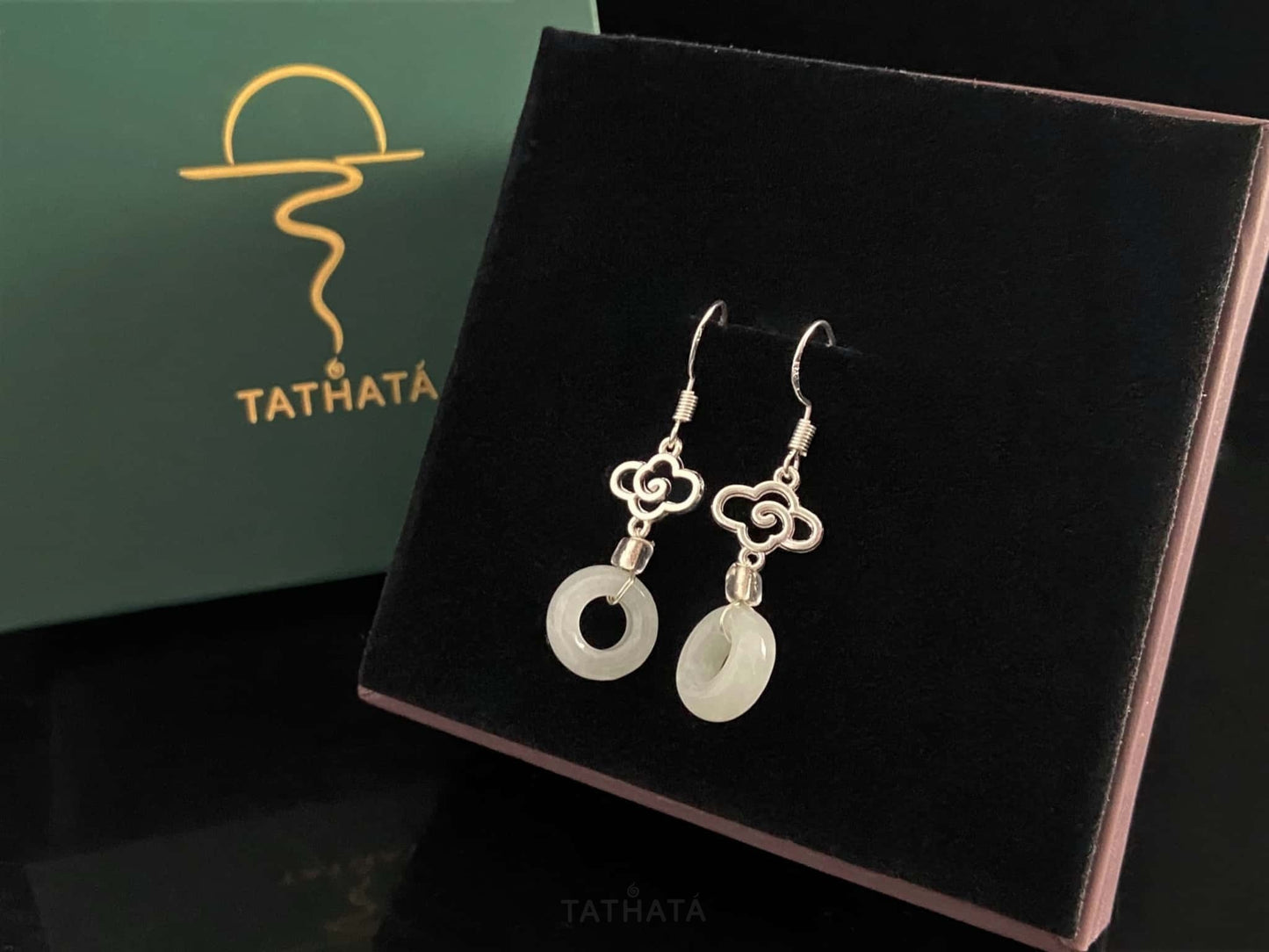 Clear Pure white · Nature Burmese Jadeite Earring