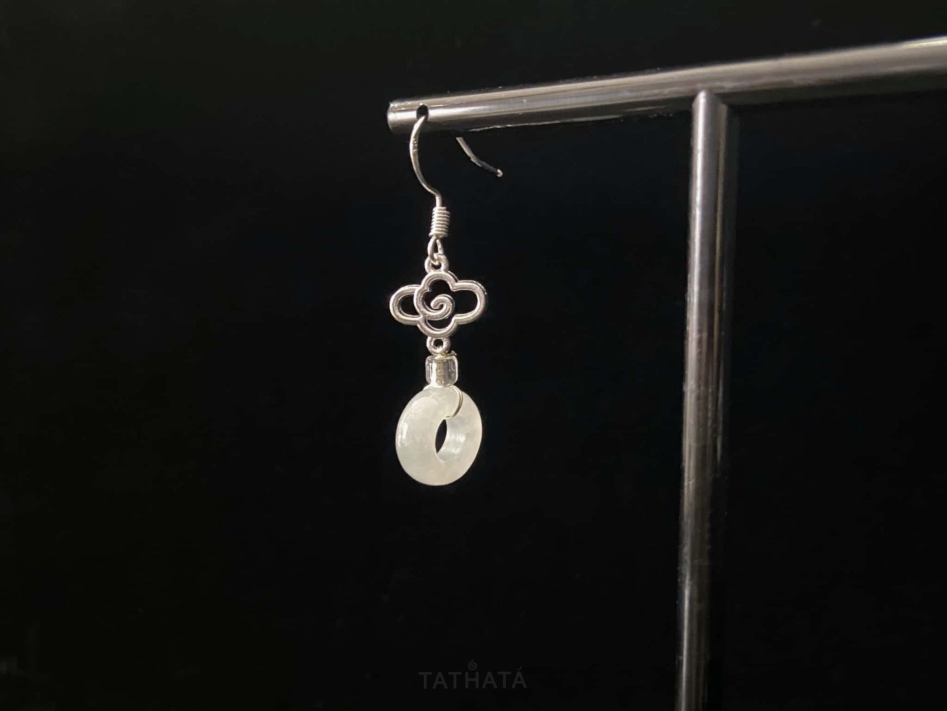 Clear Pure white · Nature Burmese Jadeite Earring