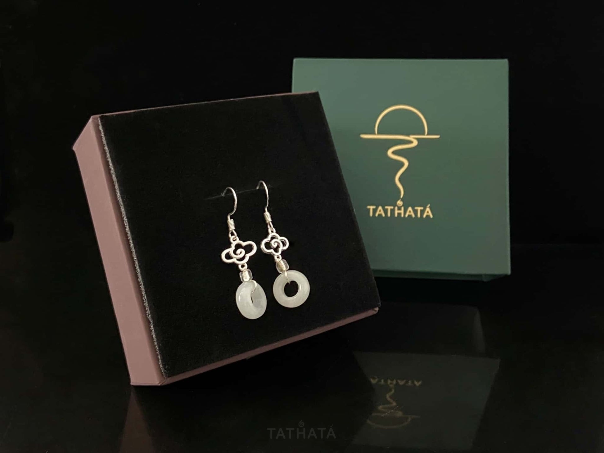 Clear Pure white · Nature Burmese Jadeite Earring