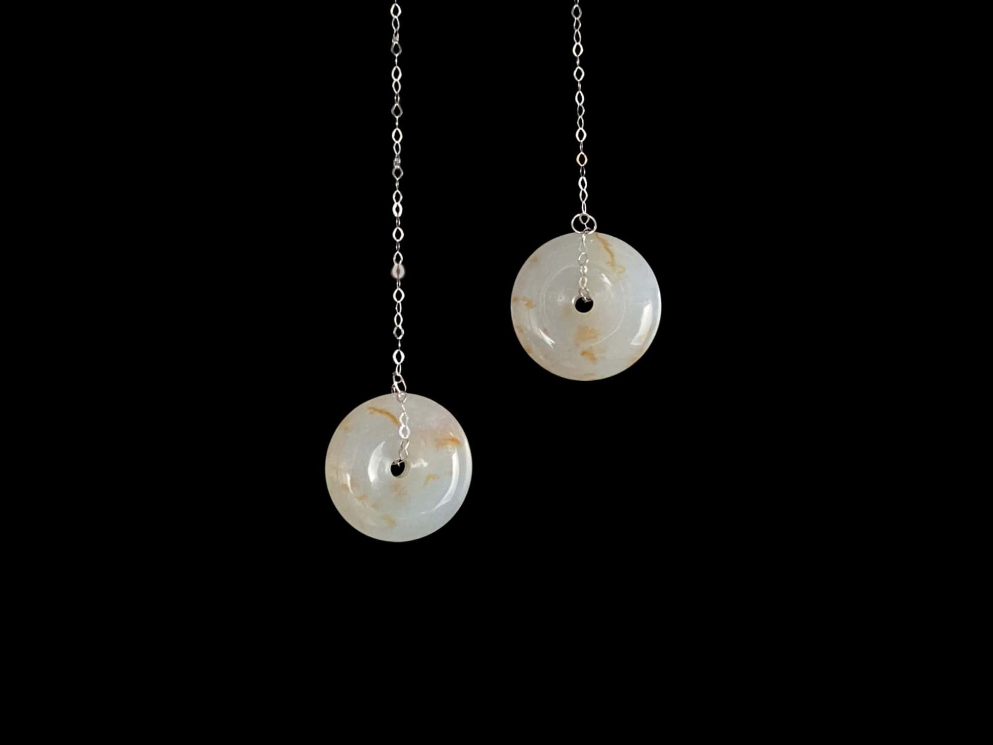 Frost White Splash Gold · Nature Burmese Jadeite Earring