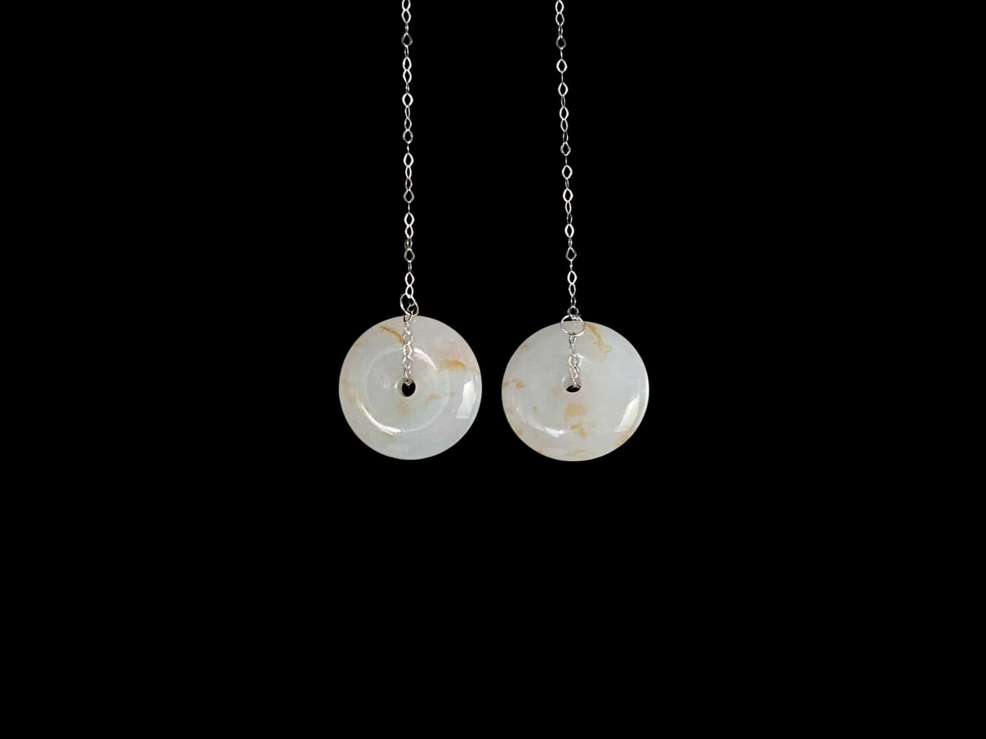 Frost White Splash Gold · Nature Burmese Jadeite Earring