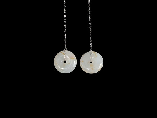 Frost White Splash Gold · Nature Burmese Jadeite Earring
