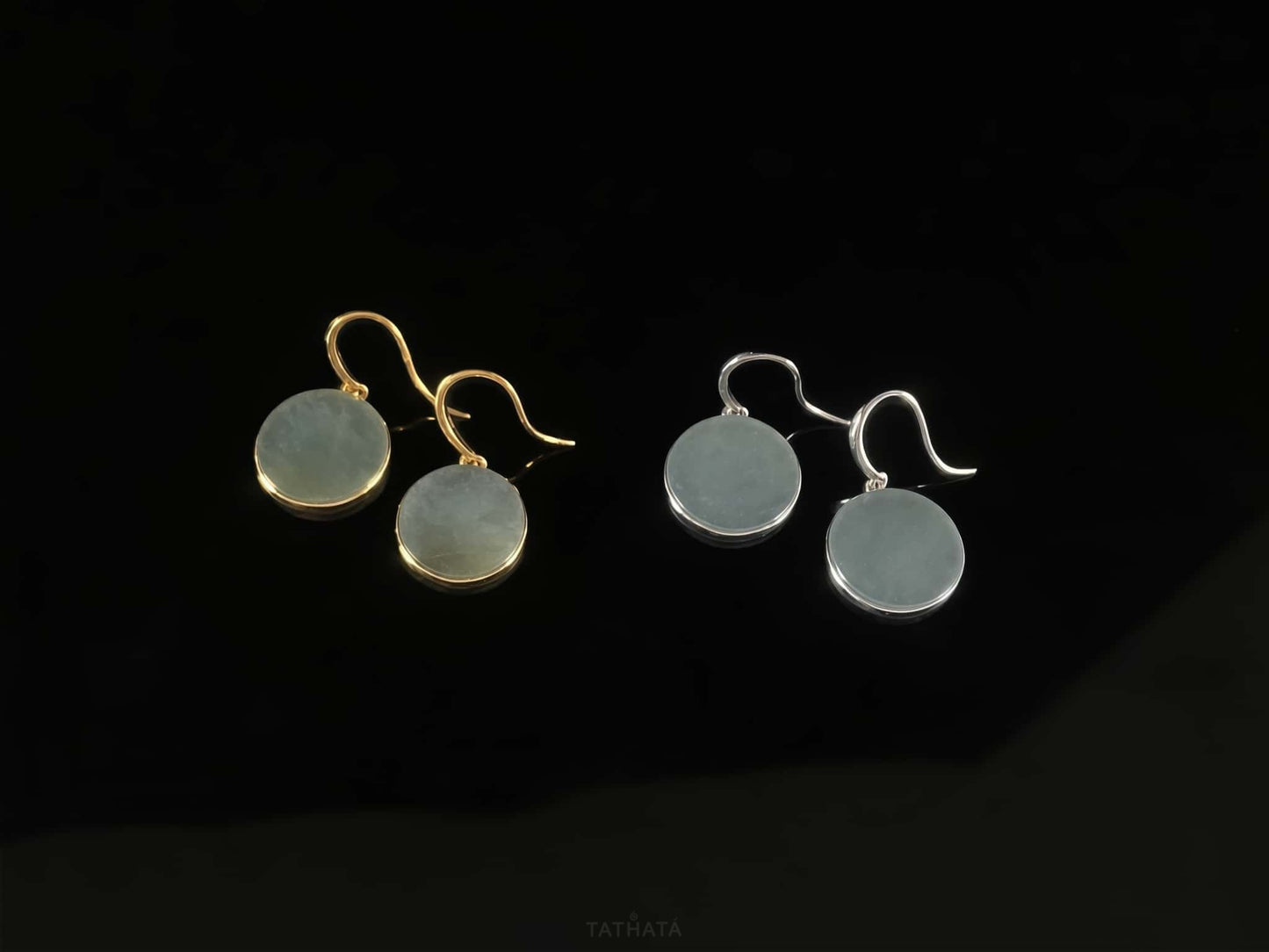 Haze Wuji Disc · Nature Burmese Jadeite Earrings