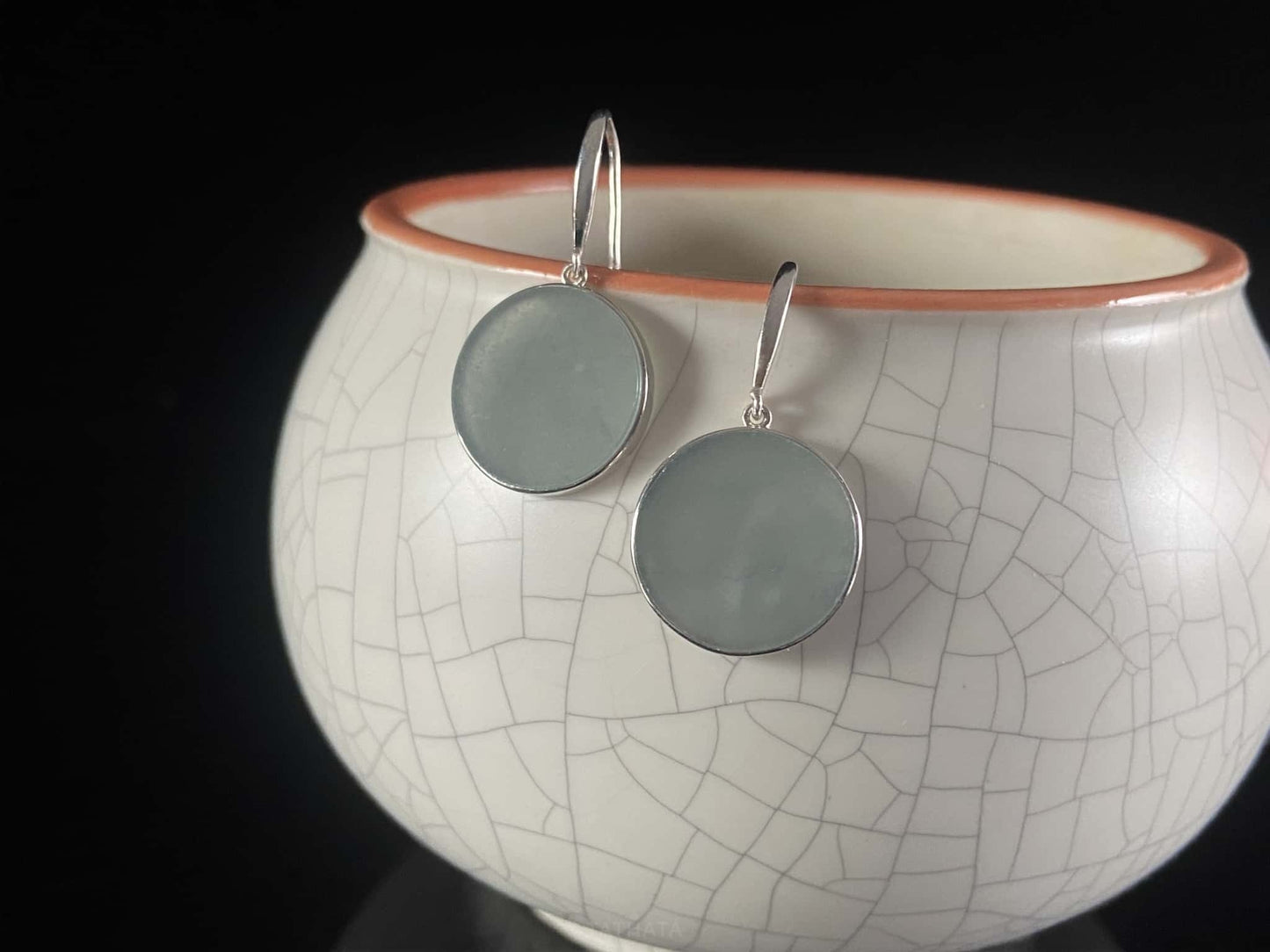 Haze Wuji Disc · Nature Burmese Jadeite Earrings