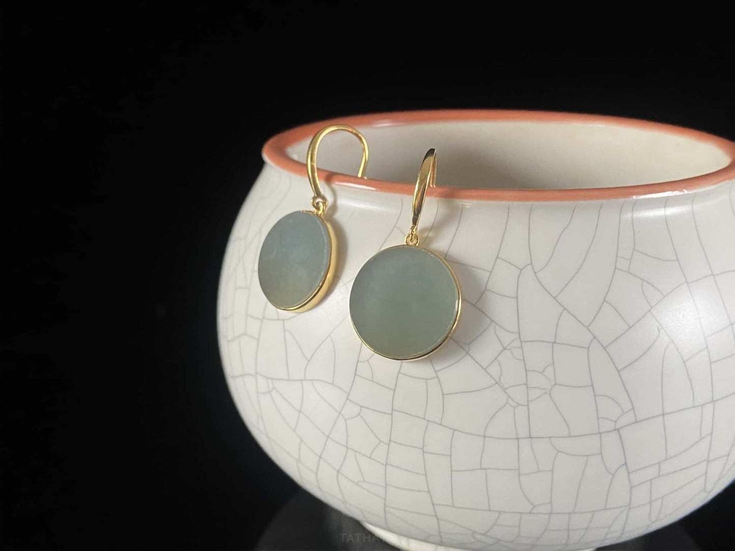 Haze Wuji Disc · Nature Burmese Jadeite Earrings