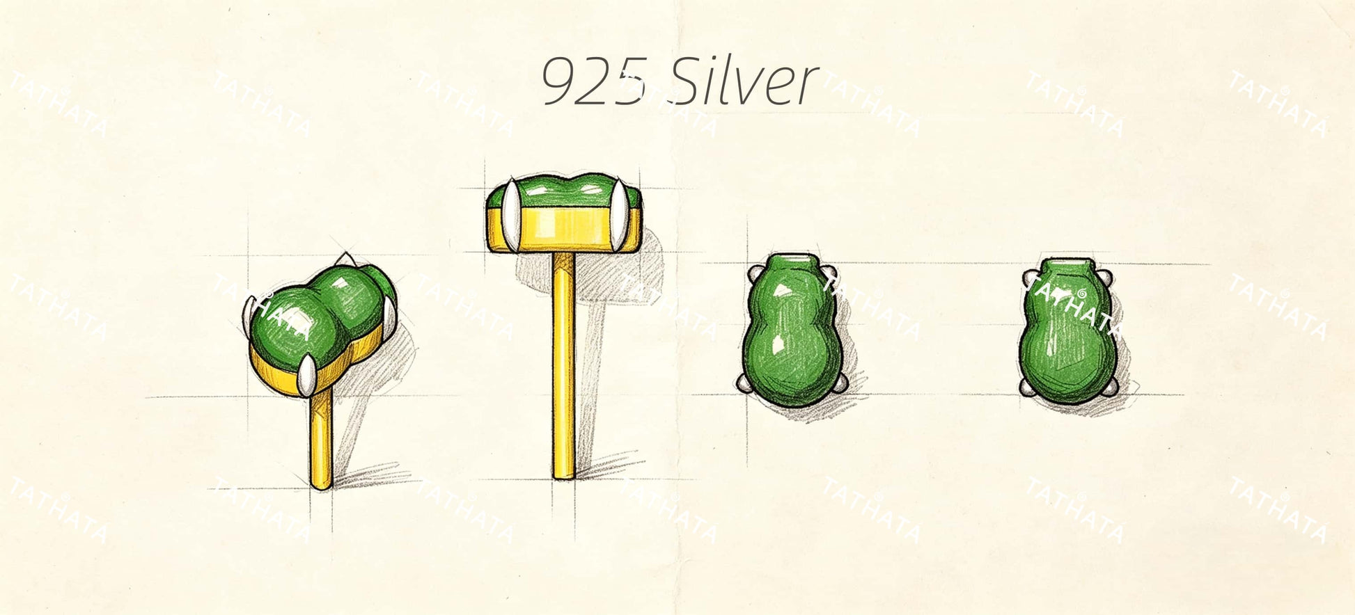 A lucky pair green gourd jadeite earring.